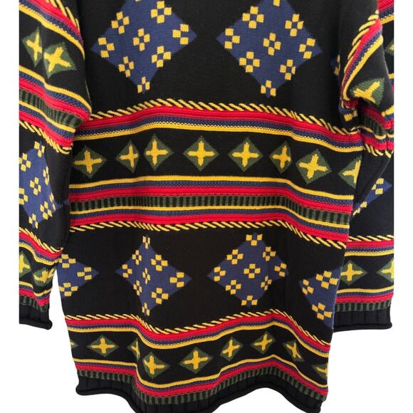 Mondi Womens Sweater 3D knit Wool *Medium Colorful Geometric 90s Artsy Oversized - Picture 5 of 7